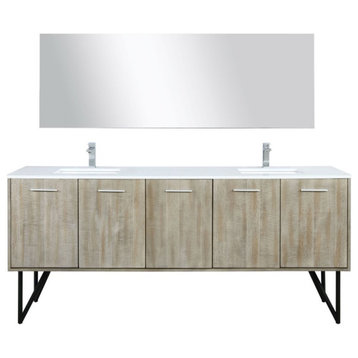 Lexora Home Lancy 80" Double Quartz Top Bathroom Vanity with Faucet and Mirror