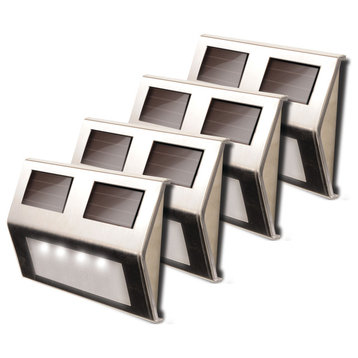 Metal Solar Deck Lights, Set of 4, Stainless Steel