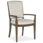 Hooker Furniture - Sundance Carved Back Arm Chair - Inspired by the picturesque Malibu landscape, the Sundance Arm Chair has a graceful and welcoming silhouette featuring a seat and back covered in the Zuri Cream performance fabric for carefree maintenance and accented by intricate nailheads. Along with its shapely wood trim arms, legs and seat base, the chair back is carved with a reeded diamond motif.