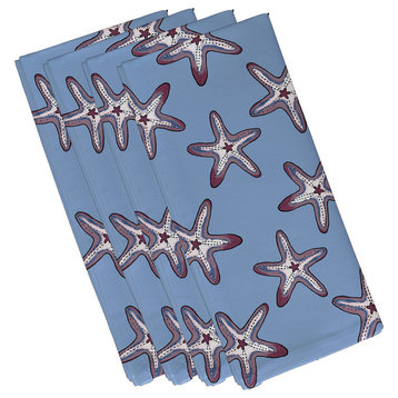Soft Starfish, Geometric Print Napkin, Blue, Set of 4