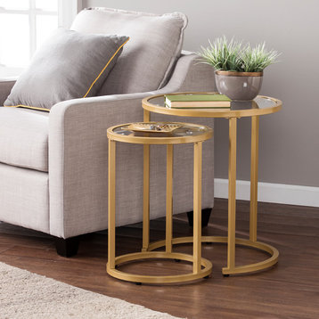 Hannon Glam Nesting Side Tables, Gold, 2-Piece Set