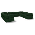 Meridian Furniture - Ames Boucle Fabric U-Shaped Modular Sectional, Green, 8-Piece: 4 Armless Chair, 4 Corner Chair - Introduce a touch of modern sophistication to your living area with the exquisite Ames Boucle Fabric Sectional. With plush green boucle fabric and unique design, it will elevate the visual appeal of your living space. This elegant and captivating sectional can be mixed and matched with other pieces from the collection to create an endless array of stunning looks. So, get ready to transform your living area into an inviting and stylish haven with the Ames Boucle Fabric Sectional.