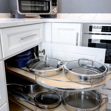 Custom White Kitchen with Calacatta Azulean Quartz Countertops
