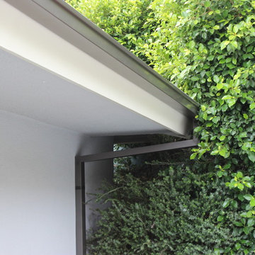 Modern Box Style Rain Gutters with 2x3 Downspouts in West Hollywood