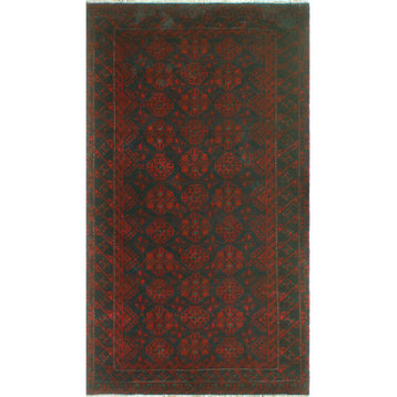 Vintage Distressed Khamisi Black/Red Runner, 4'2x7'6