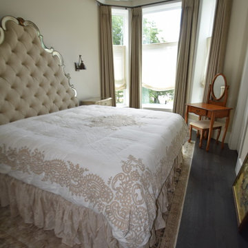 Velvet Blackout Drapes over Linen Relaxed Roman Shades