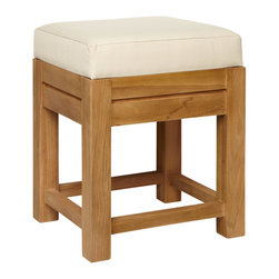 Banta Teak Bathroom Stool with Fabric Top - Bathroom Accessories