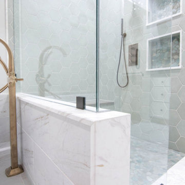Contemporary Bohemian Primary Bath + Closet Remodel Overland Park, KS