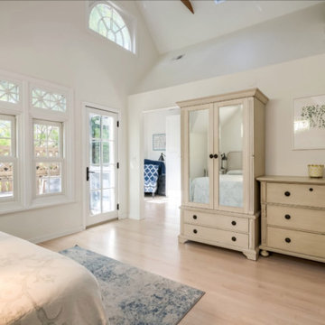 Primary bedroom and study, with unique architectural elements in every direction