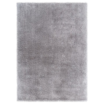 Well Woven Feather Liza Modern Solid Soft Plush Silver Area Rug 5'3" x 7'3"