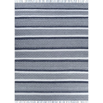 Couristan Inlet Manasquan 3445 and 0398 Striped Rug, Smoke, 8'0"x10'0"