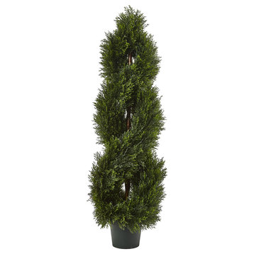 Double Pond Cypress 4' Spiral Topiary UV Resistant, Indoor and Outdoor