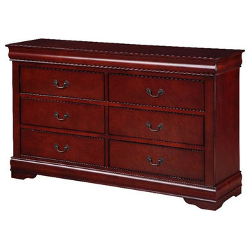 ACME Louis Philippe Rectangular Wood 6-Drawer Dresser in Cherry