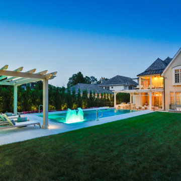 Hinsdale, IL Rectilinear Pool with Hot Tub Inside and Infinity Edge