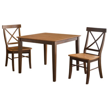 36X36 Dining Table With 2 X-Back Chairs