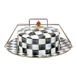Courtly Check Enamel Cake Carrier | MacKenzie-Childs - Serveware