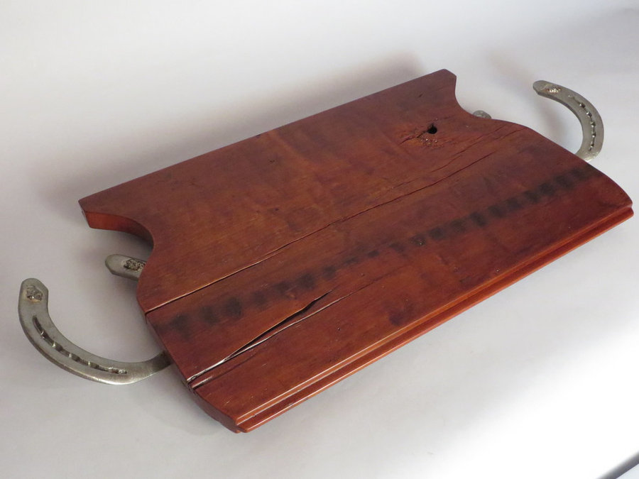 Tray #18010 Cherry T&G Threshing Floor, Horse Shoe Handles