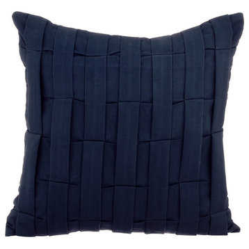 Blue Decorative Pillow Shams 24"x24" Suede Fabric, Navy Blue Love Tune