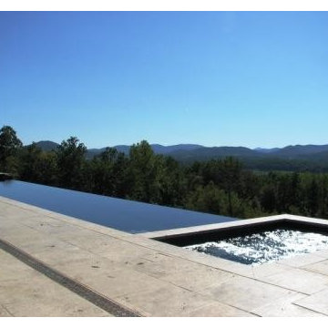Infinity Edge Pool with Spa and Water Feature
