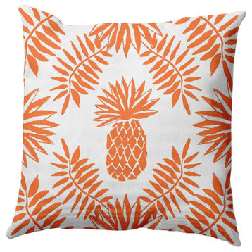 Pineapple Leaves Decorative Throw Pillow, Orange, 20"x20"