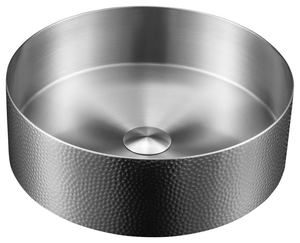 Karran Cinox Stainless Steel Round Vessel Sink, Stainless Steel
