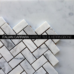 Italian Carrara Tile and Herringbone Mosaic - Mosaic Tile