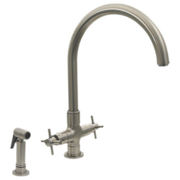 Whitehaus 3-0395485 Luxe+ Dual Handle Faucet - Brushed Nickel-PVD