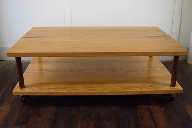 Double Shelf Coffee Table Reclaimed Wood and Industrial Pipe