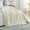 Jabral Cable Knit Throw 50"x60", Cream White