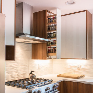 High-Gloss White & Teak IKEA Kitchen