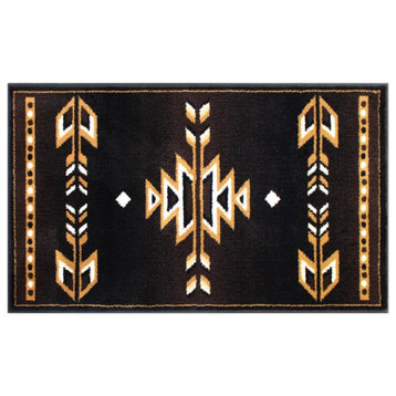 Amado Collection Southwestern Area Rug - Olefin Accent Rug with Jute Backing, Brown, 2' X 3'