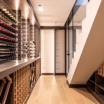 Custom Staircase Glass Wine Cellar & Display Cabinet in Newport Beach