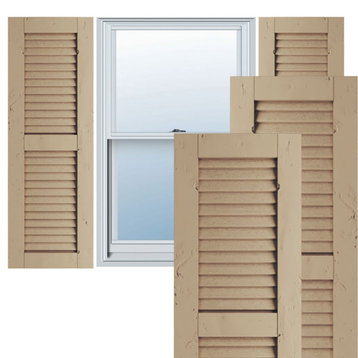 Rustic 2 Equal Louver Faux Wood Shutters, Per Pair, Knotty Pine, 15x44"