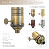 Royal Designs, Inc. On/Off Turn Knob Lamp Socket, Antique Brass, Set of 4