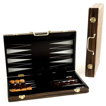 Backgammon Set With Birch Wood Exterior and Black and White Interior.