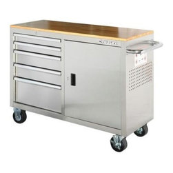 Husky Stainless Steel 5-Drawer 1-Door Mobile Work Center - Garage And Tool Storage