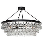 Lightupmyhome - Lightupmyhome Celeste 32" Flush Mount Glass Drop Crystal Chandelier, Black - This gorgeous crystal chandelier will certainly capture the attention of your guests. This stunning 10 light design will light up your home with elegance and class. A beautiful black frame and hundreds of large drops of crystals ensure that this chandelier will be a great focal point of any room.