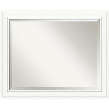 Craftsman White Beveled Wood Bathroom Wall Mirror - 33 x 27 in.