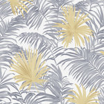 BME Furniture - Gray and Gold Palm Leaves 32'x20.8" Wallpaper - The perfect design for a statement wall. With they grey and gold micture this would fit in perfectly with most other colors and match with an array of decorative items.