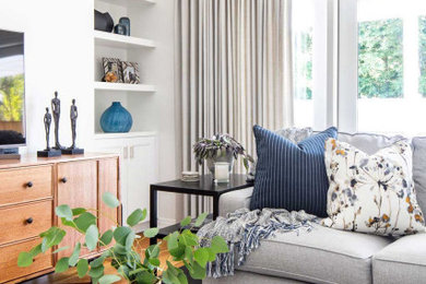 Living room - mid-sized modern formal and open concept living room idea in Other with white walls, no fireplace and a tv stand