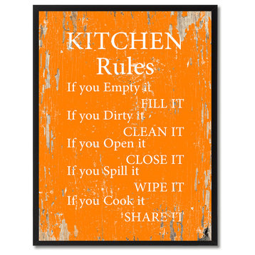 Kitchen Rules Inspirational, Canvas, Picture Frame, 13"X17"