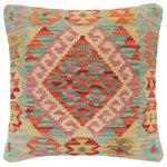 Bareens Designer Rugs - Shabby Chic Turkish Kidd Hand Woven Kilim Pillow - Embellish your home with this timeless casual chic handmade Southwestern Kilim throw pillow covers made with wool and cotton. Constructed on a loom by Nomad Turkman people with hand spun wool and Natural Vegetable dyes these beautiful Kilim pillow covers are known for their beautiful repetitive geometrical, naturalistic floral and traditional patterns yet still giving it a moden look. Masterfully artisan-crafted on traditional Kilim looms with a contemporary fashion palette producing bold intricate sharp patterns making them a standout piece in any decor.
