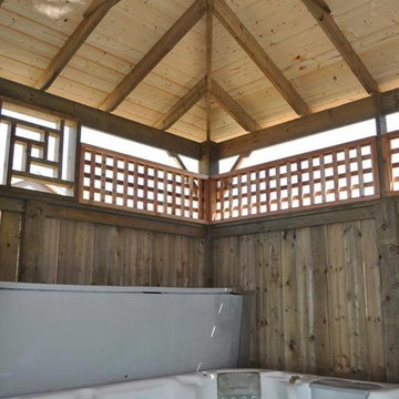 covered gazebo for hot tub area