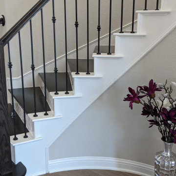 Curved Stairs With Wood And Tile
