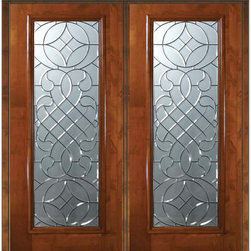 Prehung Exterior Double Door 80 Alder Savoy Full Lite Glass - Front Doors