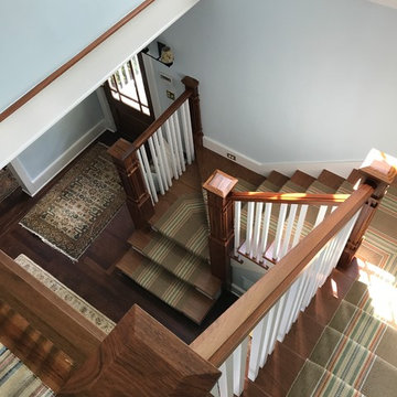 Arts & Crafts Custom stairs and rails Brazilian Cherry Before & After