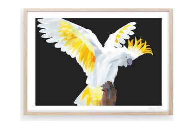 Cockatoo Landing Art Print