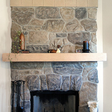 Hand Carved Concrete Fireplace