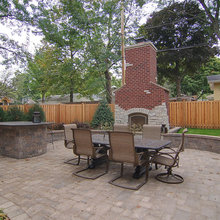 brick & stone fireplace