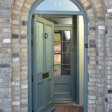 Timber Entrance Doors with Arched Fanlight in Tent Grey